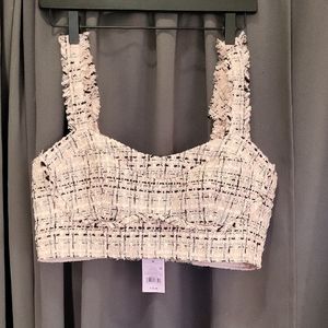 Wild FableChic Tweed Crop Top - Cream, Black and Pink. Med/ NWT